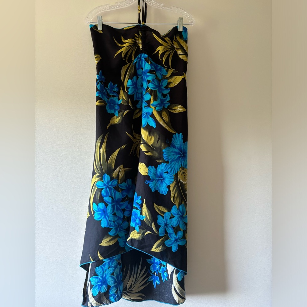 Hawaiian Print Halter Dress/Beach Coverup, size L